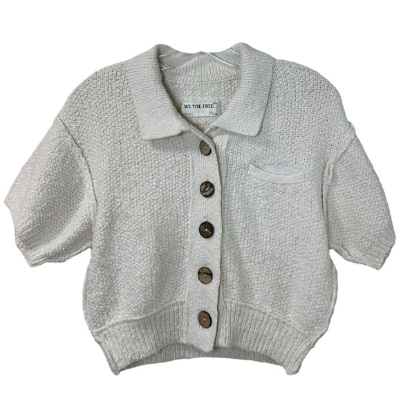 Free People, NWT We The Free ‘Molli’ Knit Sweater Shirt, Buttons, Ivory X-Small - Picture 3 of 16